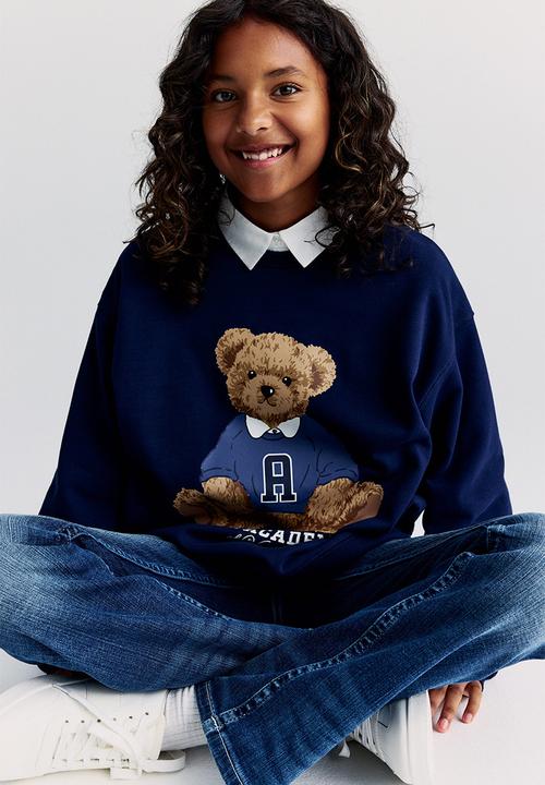H&M - Printed sweatshirt - navy blue teddy bear