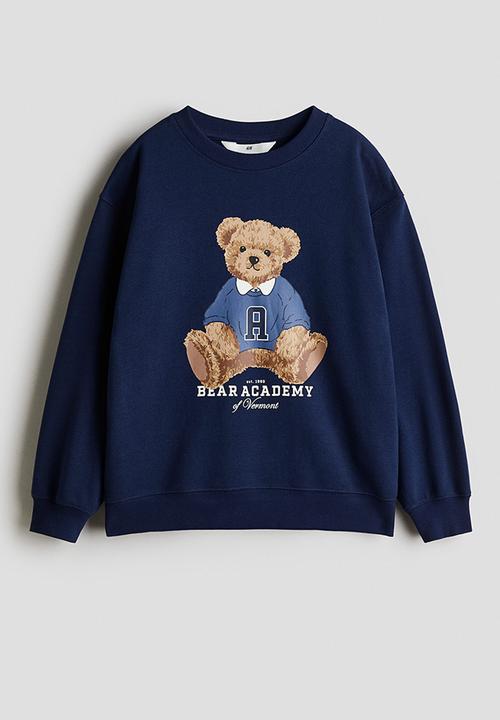 H&M - Printed sweatshirt - navy blue teddy bear