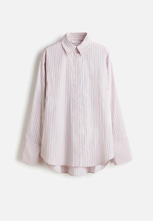 H&M - Jacquard-weave shirt - powder pink striped