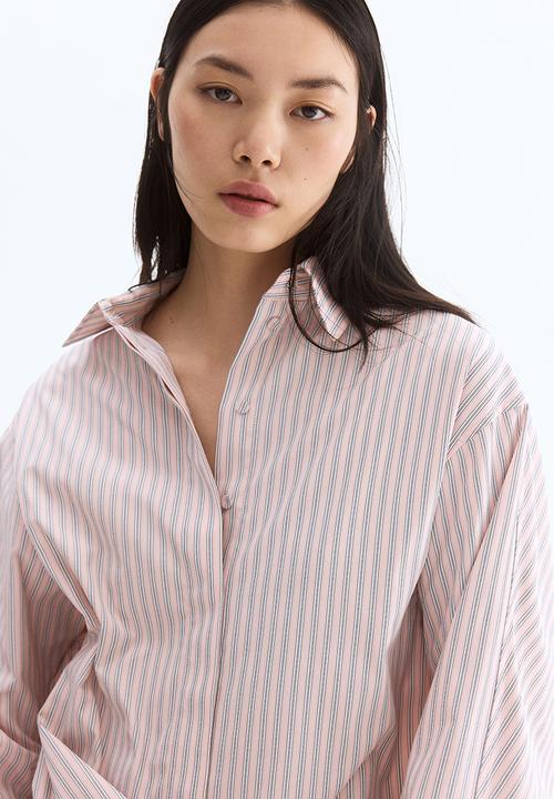 H&M - Jacquard-weave shirt - powder pink striped