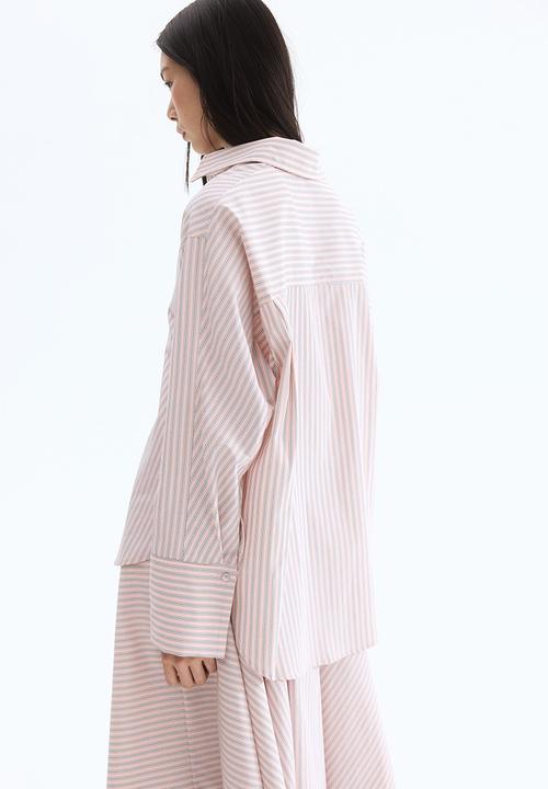H&M - Jacquard-weave shirt - powder pink striped