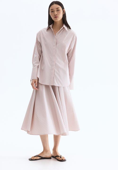 H&M - Jacquard-weave skirt - powder pink striped