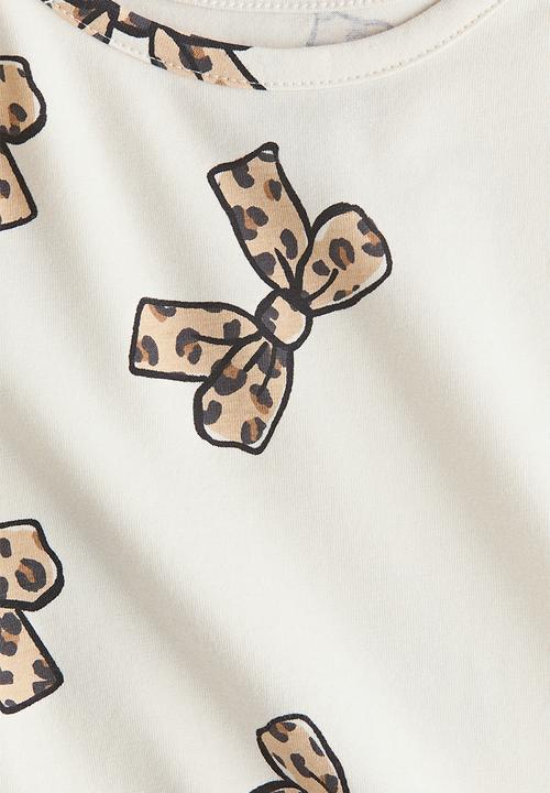 H&M - Printed jersey top - cream bows 