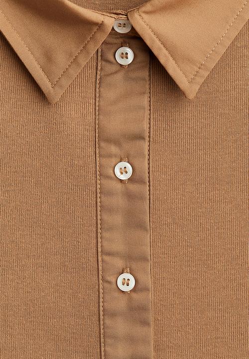 H&M - Collared top - dark beige