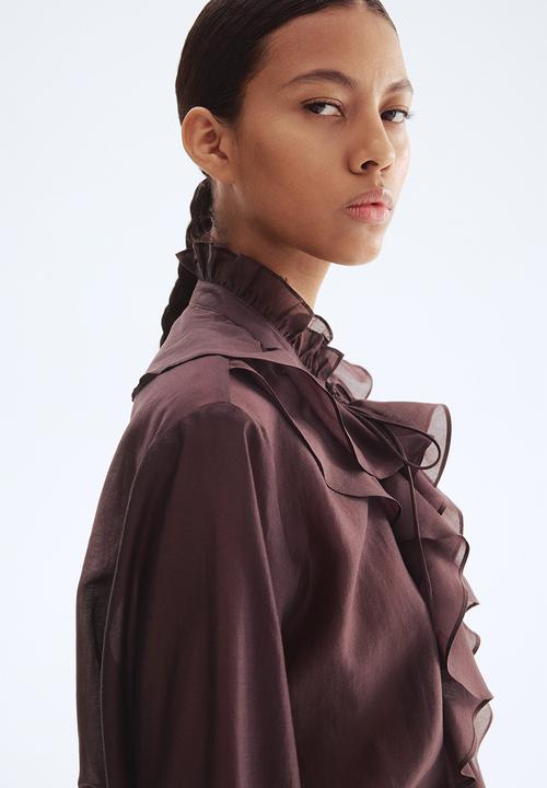 H&M - Flounced blouse - burgundy 