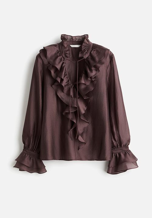 H&M - Flounced blouse - burgundy 