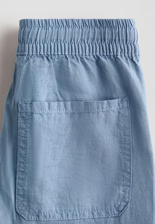 H&M - Linen-blend joggers - light dusty blue