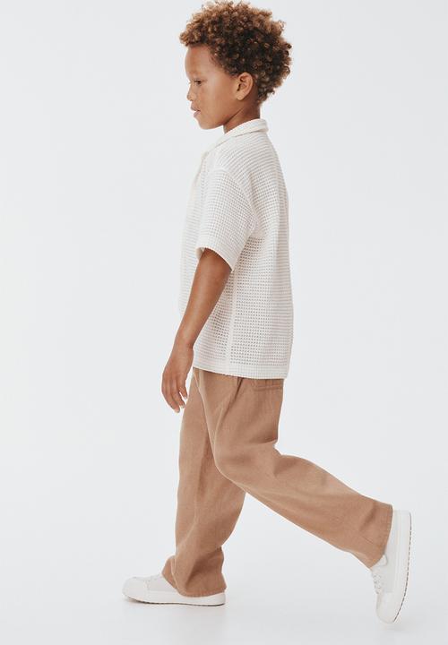 H&M - Linen-blend joggers - light brown 