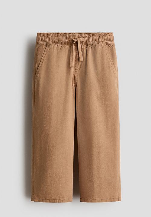 H&M - Linen-blend joggers - light brown 
