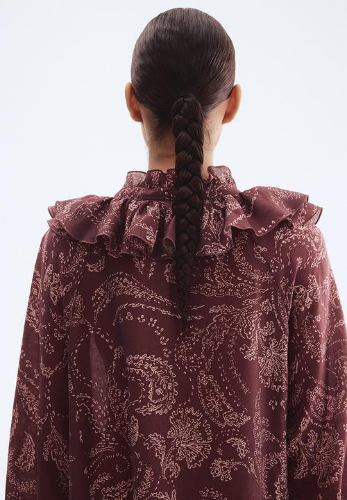 H&M - Ruffled dress - burgundy paisley pattern 