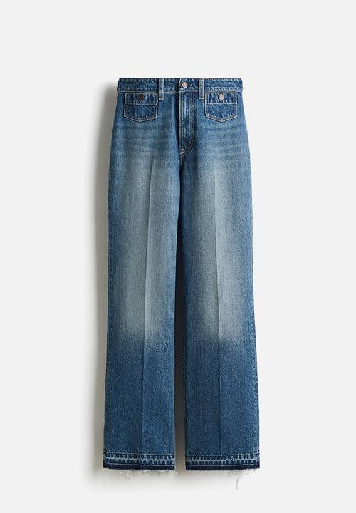 H&M - High flared jeans - washed denim blue