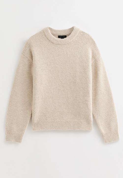 New Look - Crew Neck Oversized Textured Knit Jumper - cream