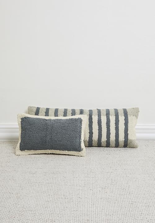 Sixth Floor - Fig cushion with inner - blue & neutral