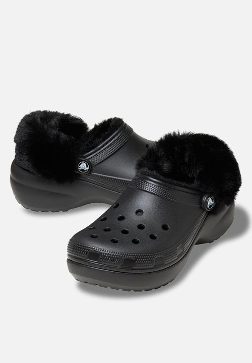 Crocs - Classic Platform fuzz lined clog - black