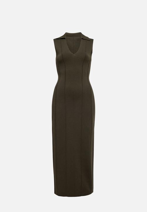 Forever New - Marlowe sculpted midi dress in khaki