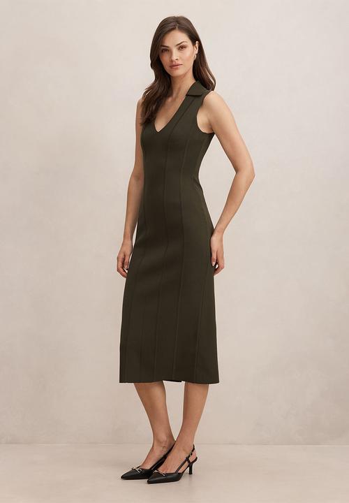 Forever New - Marlowe sculpted midi dress in khaki