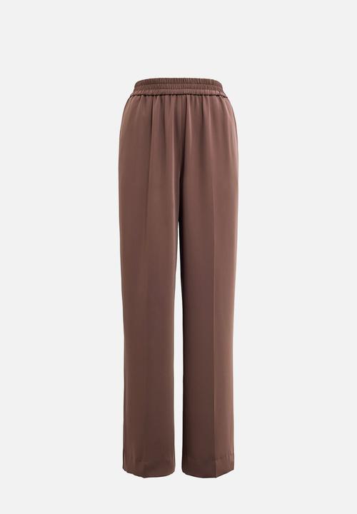 Forever New - Enya elastic wide leg pants in espresso set - chocolate