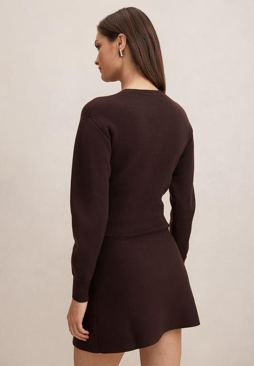 Forever New - Lara sculpted cardigan in chocolate