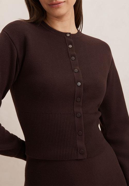 Forever New - Lara sculpted cardigan in chocolate