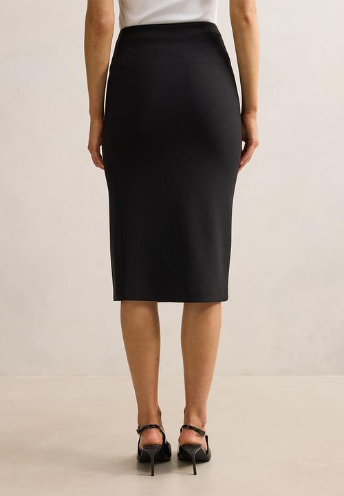 Forever New - Lacey crepe split midi skirt in - black