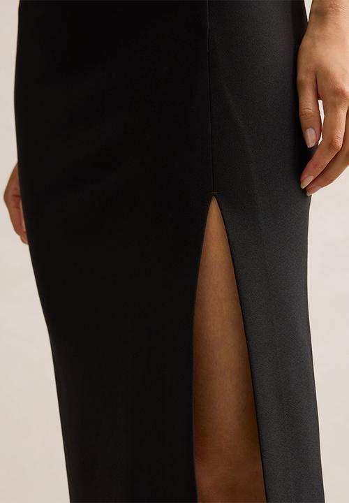 Forever New - Lacey crepe split midi skirt in - black