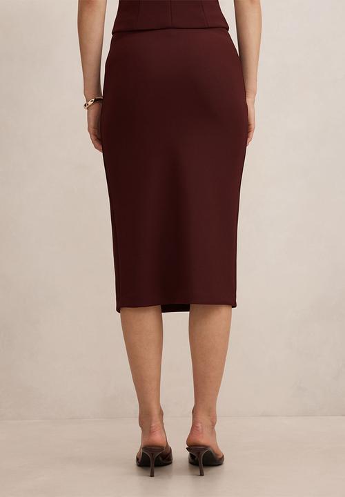 Forever New - Lacey crepe split midi skirt in berry set