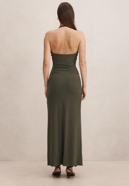 Forever New - Abby halter jersey maxi dress in thyme green