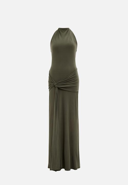 Forever New - Abby halter jersey maxi dress in thyme green