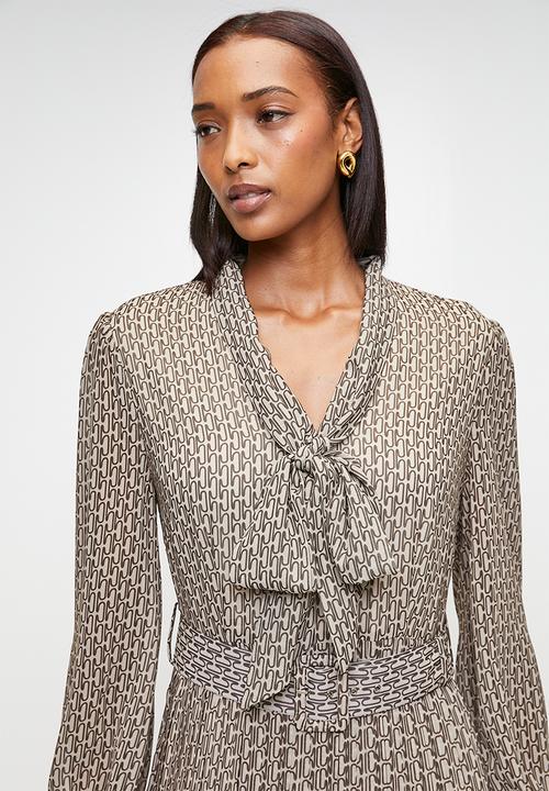 Pringle of Scotland - Pringle bianca printed geo midi dress  - brown