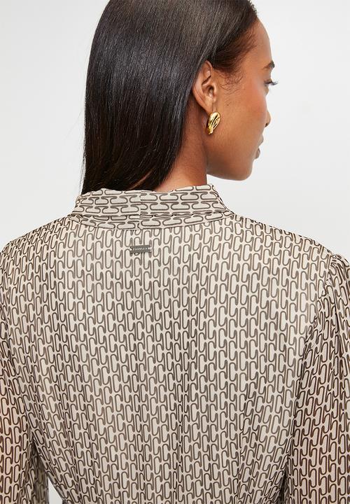 Pringle of Scotland - Pringle bianca printed geo midi dress  - brown