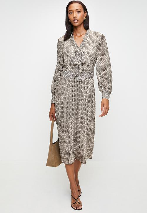 Pringle of Scotland - Pringle bianca printed geo midi dress  - brown