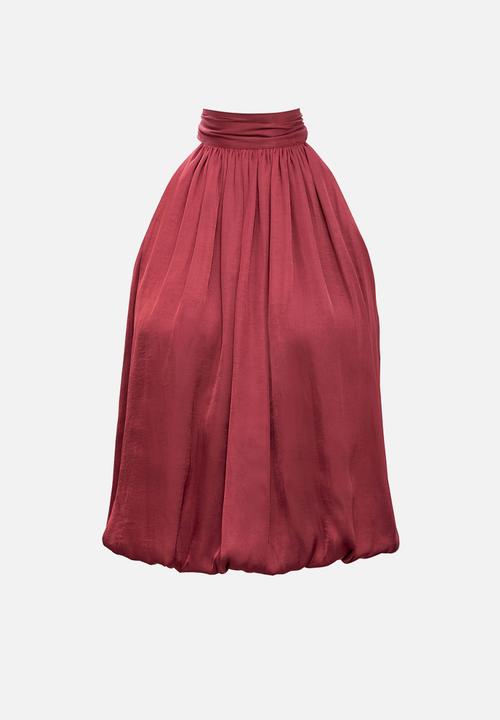 Forever New - Jasmine bubble hem halter top in rosewood