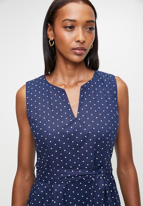 Pringle of Scotland - Pringle chloe spot midi dress  - navy
