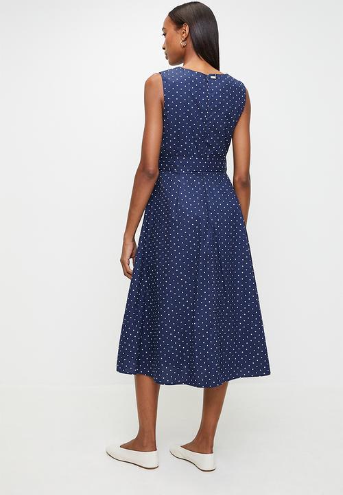 Pringle of Scotland - Pringle chloe spot midi dress  - navy