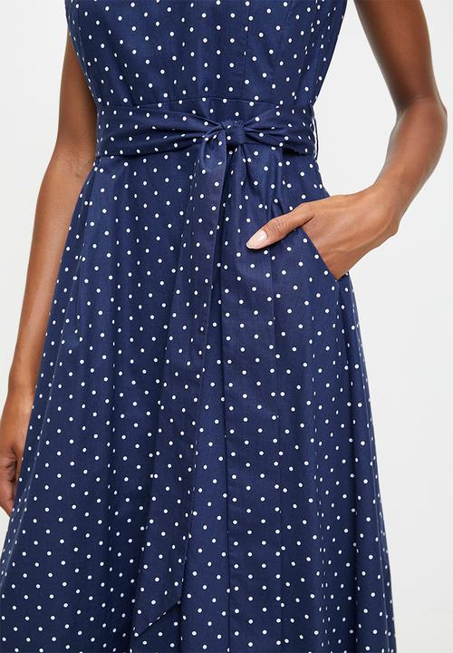 Pringle of Scotland - Pringle chloe spot midi dress  - navy