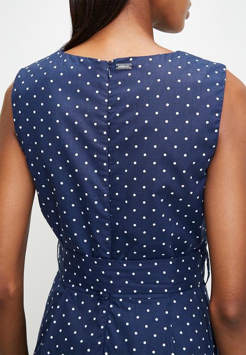 Pringle of Scotland - Pringle chloe spot midi dress  - navy