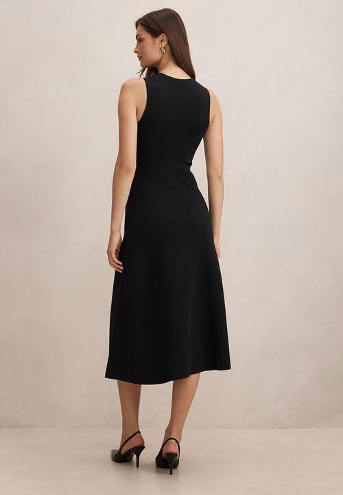 Forever New - Lucienne fit and flare knit midi dress in black