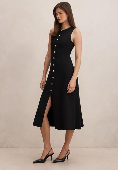 Forever New - Lucienne fit and flare knit midi dress in black