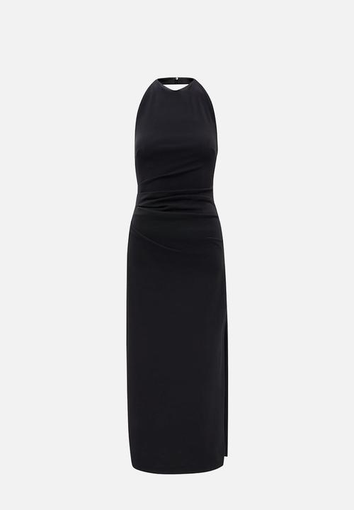 Forever New - Daphne halter column midi dress in black
