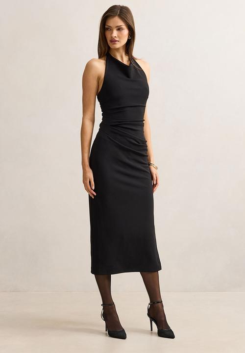 Forever New - Daphne halter column midi dress in black