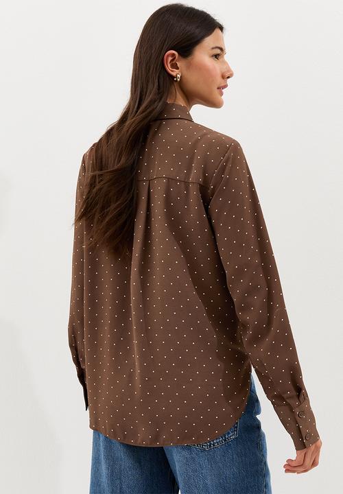 New Look - Ec k vde alice spot claire gold btn shirt - 29 brown pattern