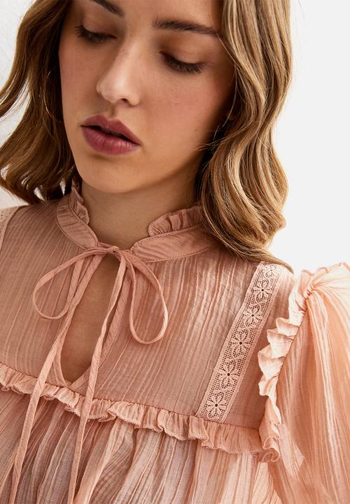 New Look - Lizzy bib lace blouse - mid pink