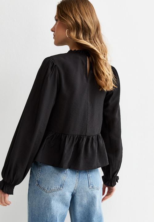 New Look - Louisa lace insert high neck shell - black