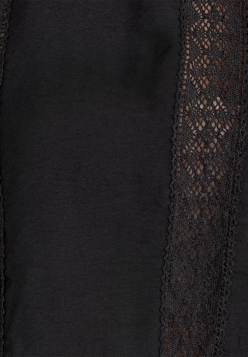 New Look - Louisa lace insert high neck shell - black