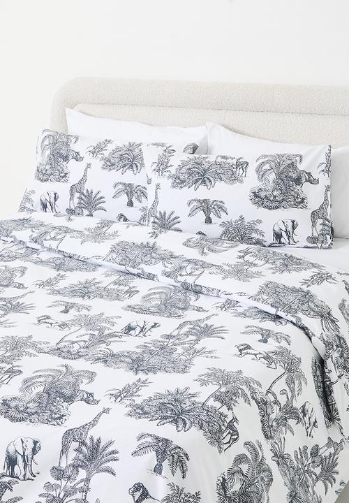 Sixth Floor - African Toile Cotton Blend Duvet Cover Set - Navy
