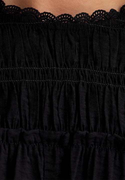 New Look - Vde shelly shirred crew neck blouse  - black