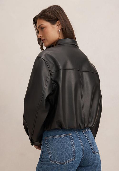 Forever New - Julia pu funnel neck jacket in black