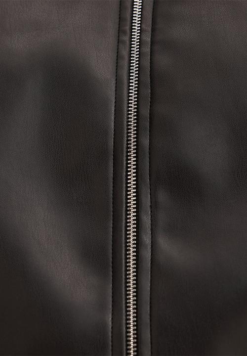 Forever New - Julia pu funnel neck jacket in black