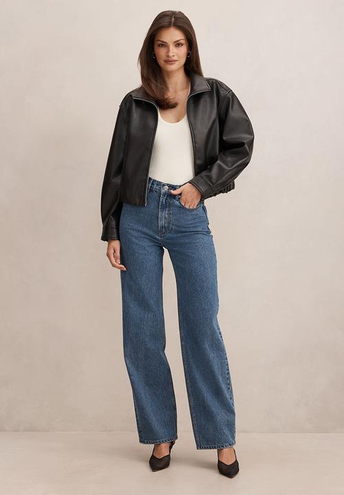 Forever New - Julia pu funnel neck jacket in black