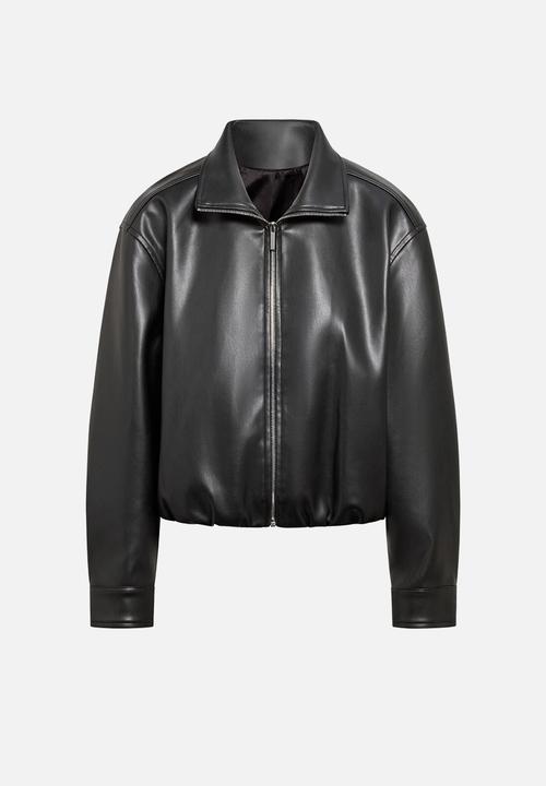 Forever New - Julia pu funnel neck jacket in black